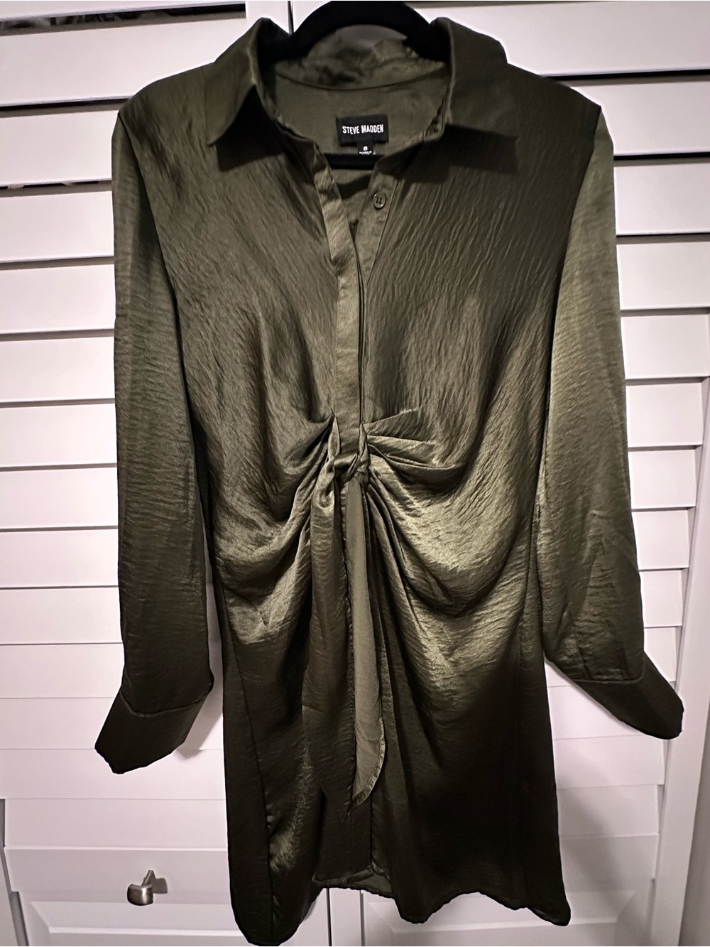 Steve Madden Olive Green Twist-Front Dress